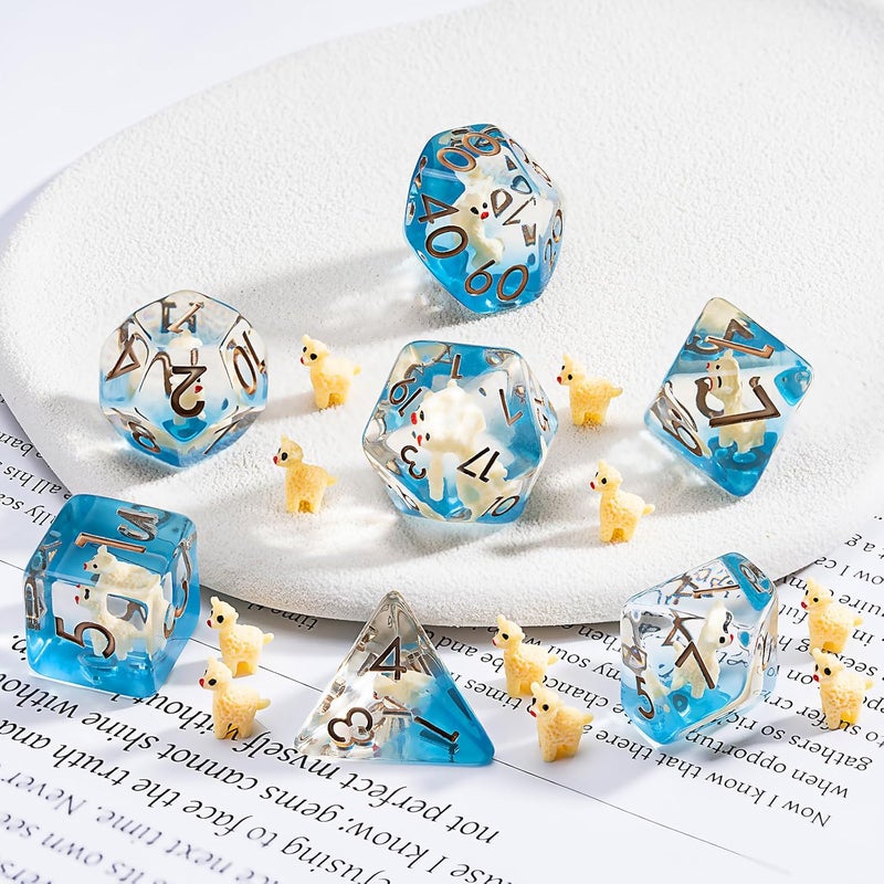 weyano D&D Dice Set, Alpaca Resin Polyhedral Dice for Dungeons and Dragons, RPG, MTG DND 7-DIE (D4, D6, D8, D10, D12, D20, D%) - Image 5